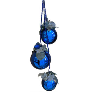 Grappolo 3 palline blu decorate cm. 90