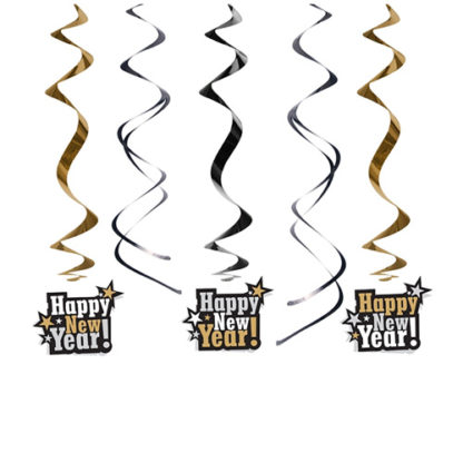 Decoro Spirali Happy New Year cm 60 set 5 pezzi