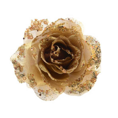 Rosa glitterata oro con clip