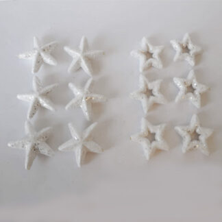 Stelline bianche glitterate set 6 pezzi cm. 8