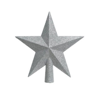 Puntale stella glitterata argento cm 19