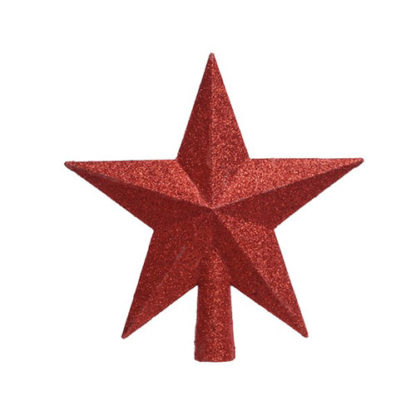 Puntale stella glitterata rossa cm 19