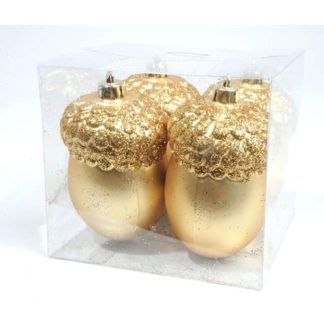 Ghiande oro con glitter set 2 pezzi cm 10