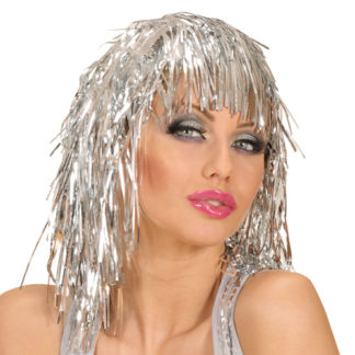 Parrucca disco metallizzata argento