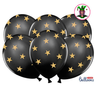 Palloncini neri con stelle oro conf 6 pezzi