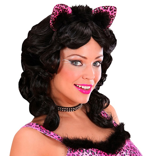 Orecchie leopardo con strass rosa - Baraldi Cotillons