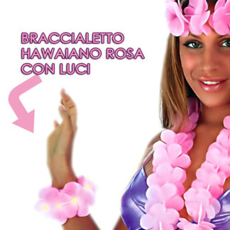 Bracciali hawaiani rosa con luci