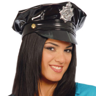 Cappello Poliziotto in vinile Nero