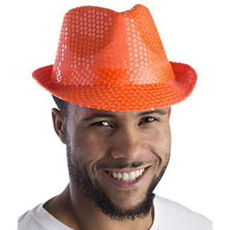 Cappello con paillettes Arancio Neon