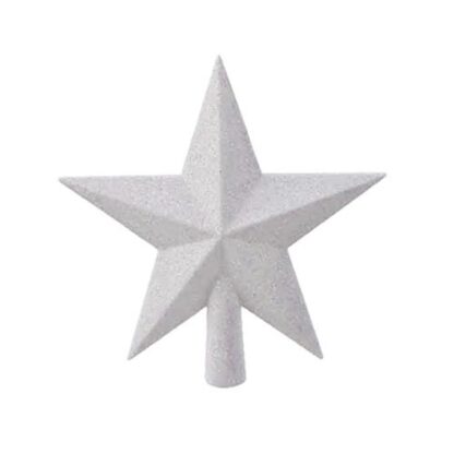Puntale stella glitterata bianca cm. 19