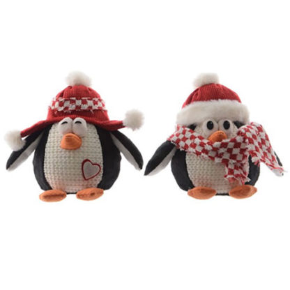 Pinguino natalizio in tessuto cm. 26