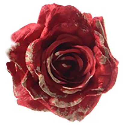 Rosa maxi in velluto rosso con clip cm 25
