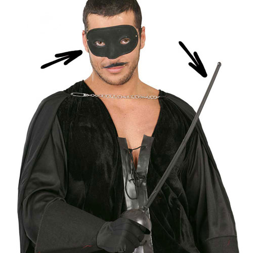 Travestimento Carnevale Party Zorro Cavaliere set spada e masc 