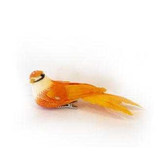 Uccellino arancio con clip cm. 13