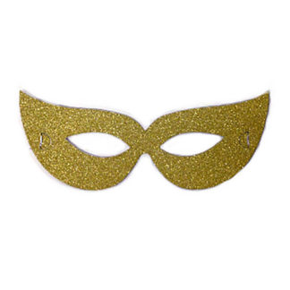 Maschera Glitterata oro in cartoncino set 6 pezzi