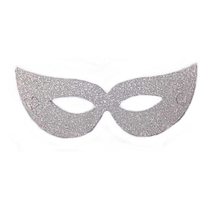 Maschera Glitterata argento in cartoncino set 6 pezzi