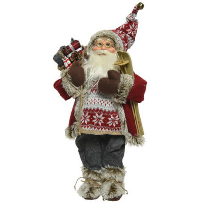 Babbo Natale sciatore con doni cm 60