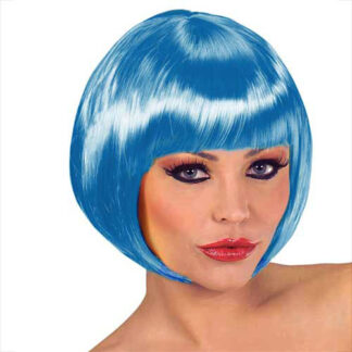 Parrucca caschetto azzurra