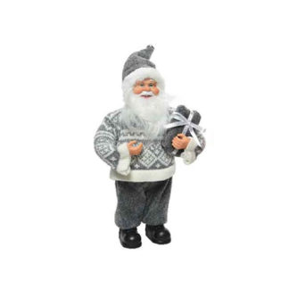 Babbo Natale grigio con pacco regalo cm. 30