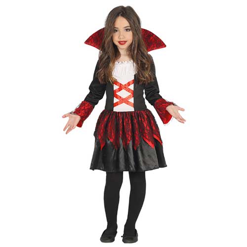 Costume Carnevale Halloween Ragazza Bambina Horror Vampira Tg  5-6 anni 