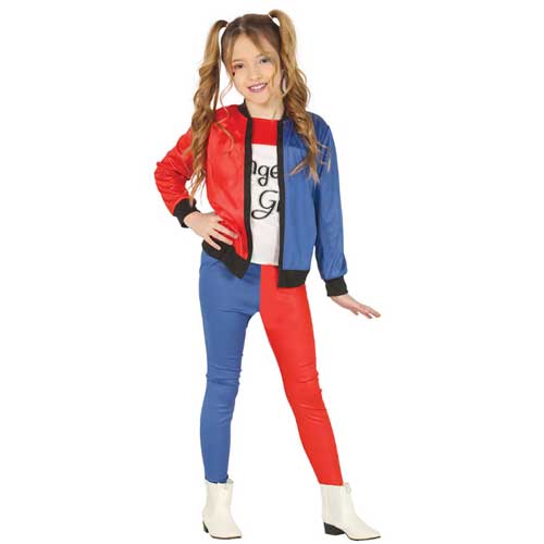 Costume stile Harley Quinn bimba 7 9 anni CARNEVALE Baraldi Cotillons