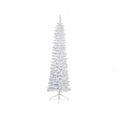 Albero di Natale Pino slim Bianco Innevato cm 180