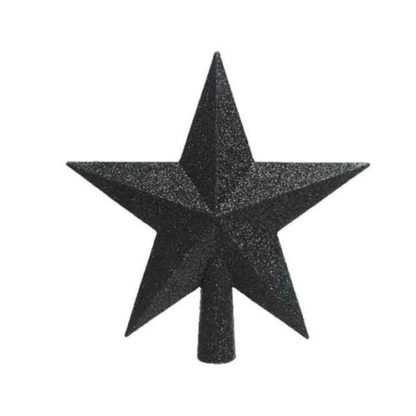 Puntale stella glitterata nera cm 19