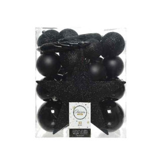 Box 33 Palline Con Puntale Mix Nero