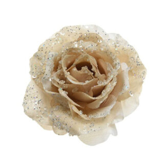 Rosa glitterata bianco lana con clip