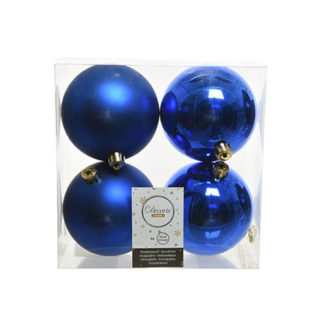 Box 4 palline natalizie royal blu assortite mm 100