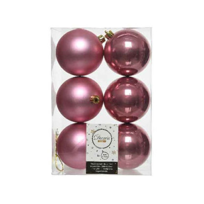 Box 6 palline natalizie velvet pink assortite mm 80