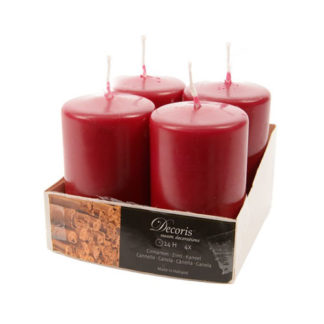 Candele Natale Rosso Bordeaux conf. 4 pezzi
