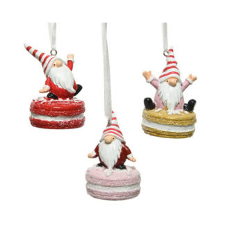 Decoro Natalizio Macaron con Gnomo cm. 7