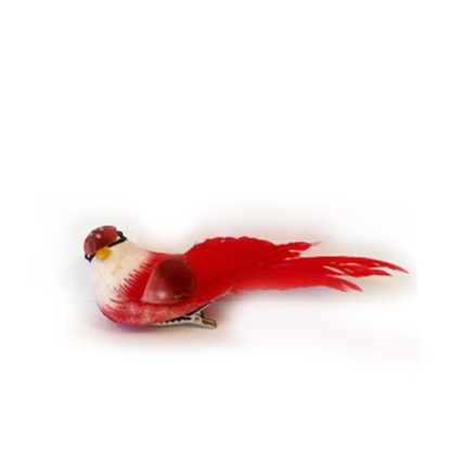 Uccellino rosso con clip cm. 13