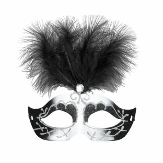 Maschera veneziana con piume e gemma