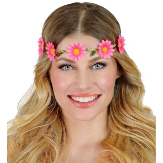 Fascia per testa fiori rosa